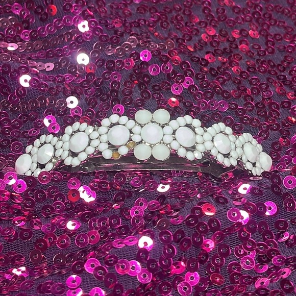 CÄRA N.Y. WHITE CRYSTAL HAIR CLIP VINTAGE